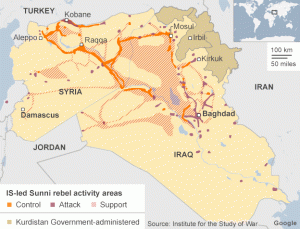 Areas under IS control BBC